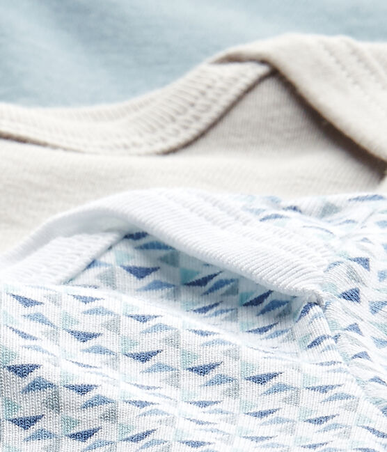 Set of 3 baby boys' short-sleeved bodysuits LOT white