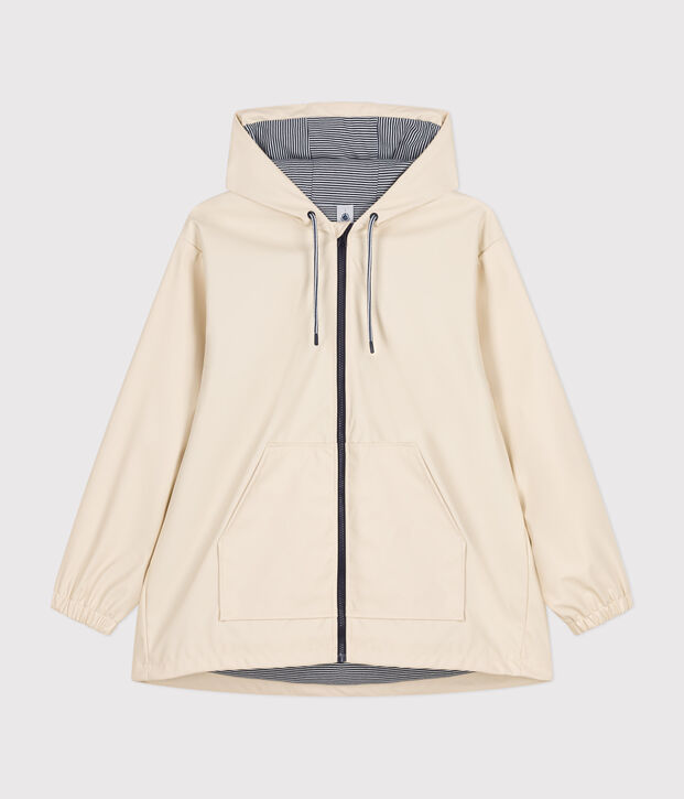 Women's Hooded Raincoat Ecru