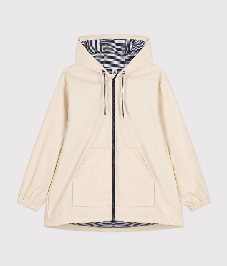 Women's Hooded Raincoat Ecru
