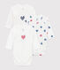 Babies' long-sleeved wrapover stripy heart pattern cotton bodysuits - 3-Pack