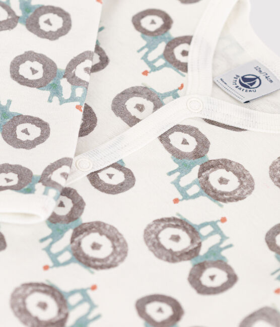 Babies' Footless Cotton Pyjamas MARSHMALLOW white/MULTICO white