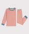 Children's Unisex Pinstriped Cotton Pyjamas BRANDY pink/MARSHMALLOW white