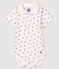 Baby Boys' Short-Sleeved Cotton Print Bodysuit MARSHMALLOW white/SMOKING blue