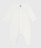 Babies' footless printed cotton pyjama suit MARSHMALLOW /ADRIATIC