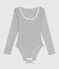 Women's striped cotton and elastane body MARSHMALLOW white/SMOKING blue