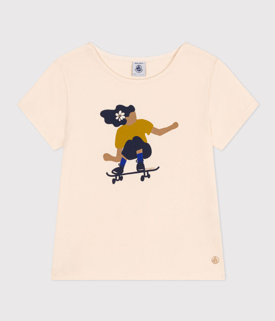Girls' Lightweight Jersey T-Shirt AVALANCHE white/MULTICO