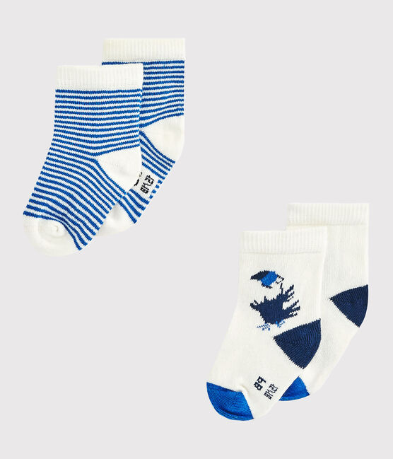 Set of 2 pairs of baby boy's socks . white