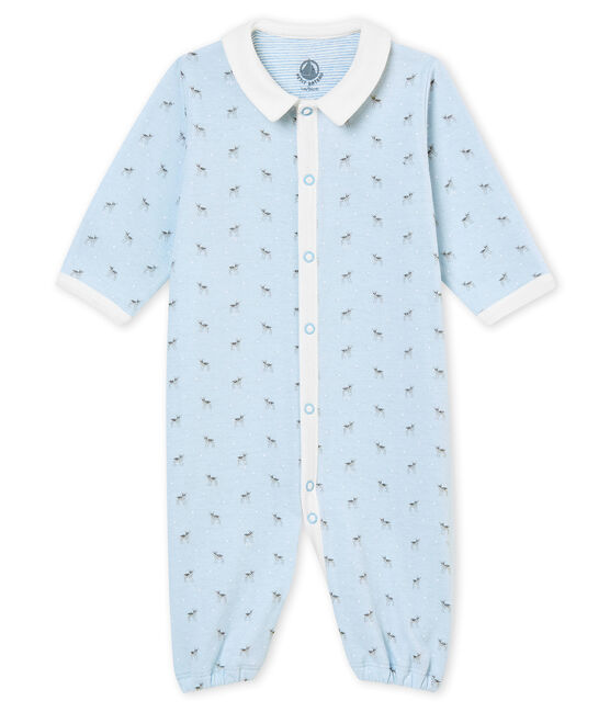 Baby boy's print tubic combi sleepsuit FRAICHEUR blue/MULTICO white