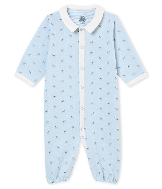 Baby boy's print tubic combi sleepsuit FRAICHEUR blue/MULTICO white