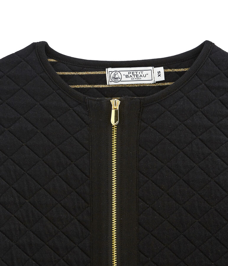 women's quilted cardigan black/yellow