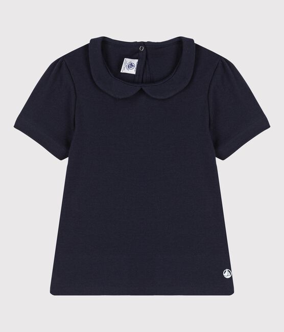 Girls' Short-Sleeved Organic Cotton T-Shirt SMOKING blue