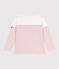 Children's long-sleeved cotton Breton T-shirt MARSHMALLOW white/CHARME pink