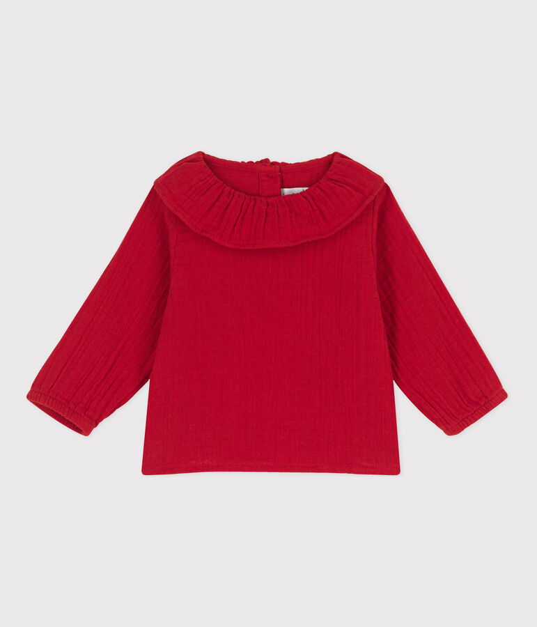 Babies' Long-Sleeved Cotton Gauze Blouse red