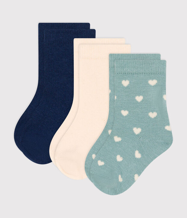 Babies' heart-pattern cotton socks - 3-Pack multicolor
