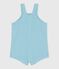 Babies' short-legged plain cotton gauze dungarees AQUATIC blue