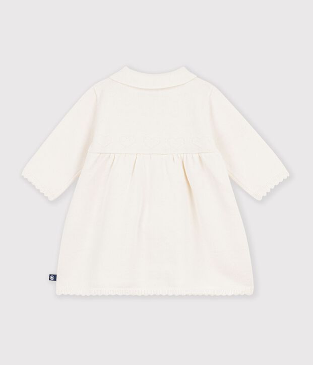 Babies' plain knitted dress white