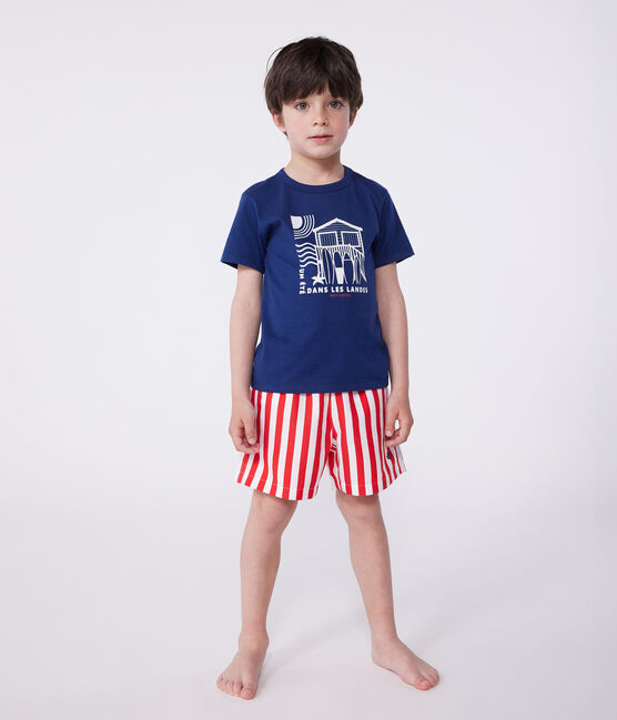 Children's short-sleeved printed cotton T-shirt MEDIEVAL blue