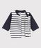 Babies' Jersey Baseball Jacket MARSHMALLOW white/SMOKING blue