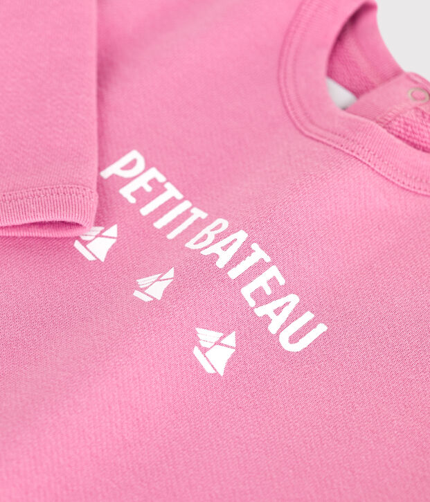 Babies' vintage Petit Bateau motif cotton sweatshirt pink