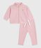 Babies' sweatshirt and trousers set in plain cotton JOLI pink