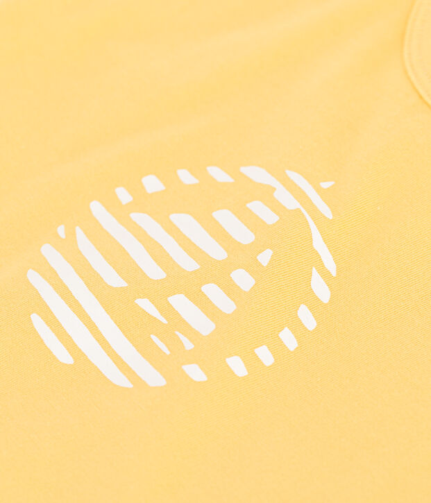 Babies' short-sleeved plain cotton T-shirt yellow