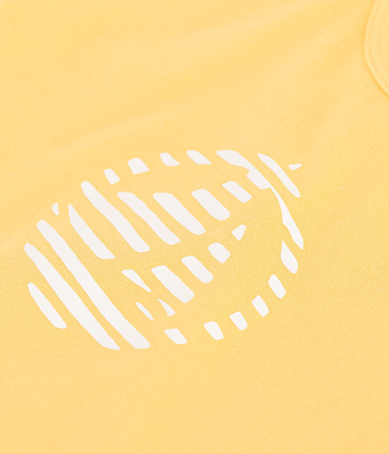 Babies' short-sleeved plain cotton T-shirt ORGE yellow
