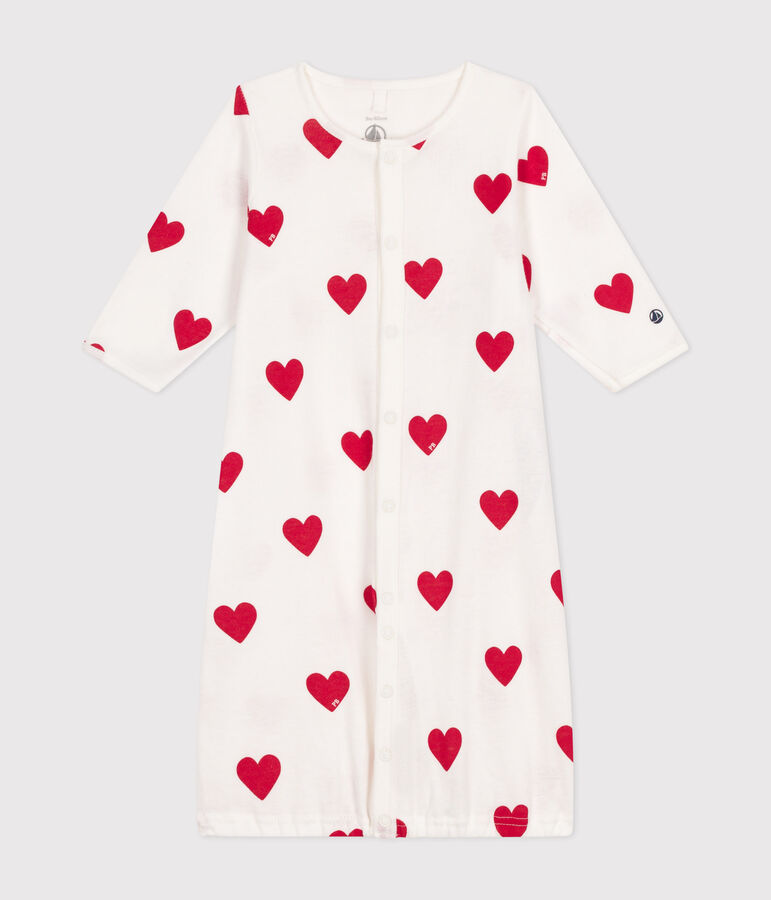 Babies' Heart Design Cotton Jumpsuit/Sleeping Bag white/red