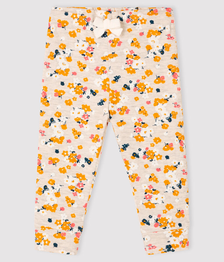 Baby girl's tubular knit trousers MONTELIMAR beige/MULTICO white