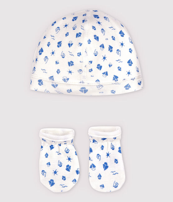 Newborn Babies' Organic Cotton Boat Bonnet and Mittens Set variante 1
