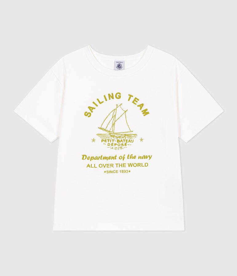 Children's short-sleeved cotton T-shirt MARSHMALLOW white