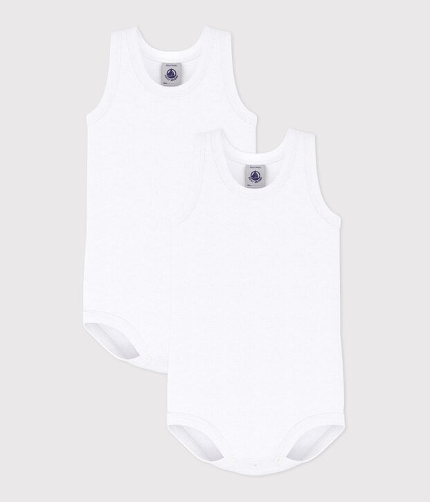 Babies' White Sleeveless Bodysuit - 2-Pack multicolor