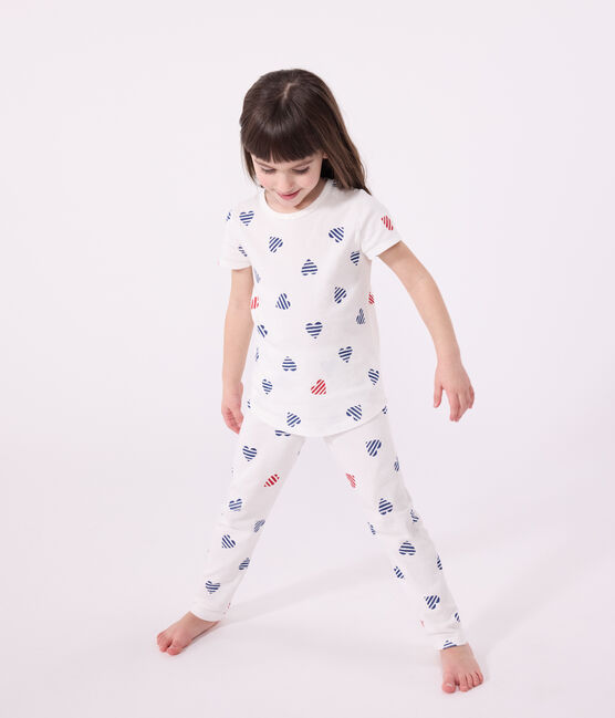 Children's floral cotton pyjamas MARSHMALLOW /SPI /MULTICO
