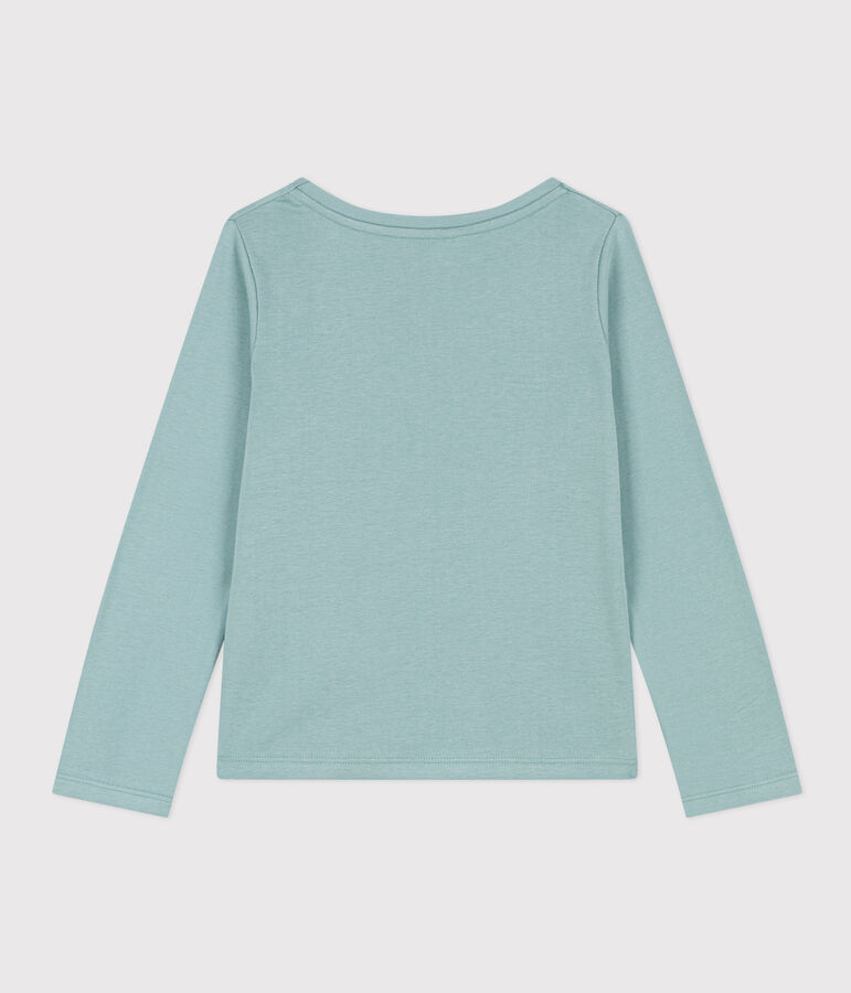 Girls' long-sleeved cotton T-shirt green