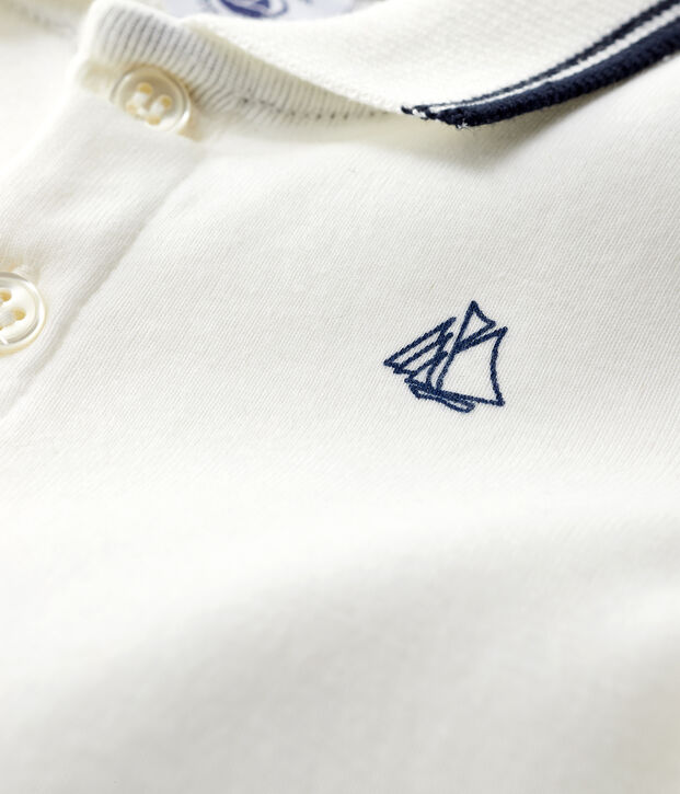 Polo shirt playsuit for baby boys white