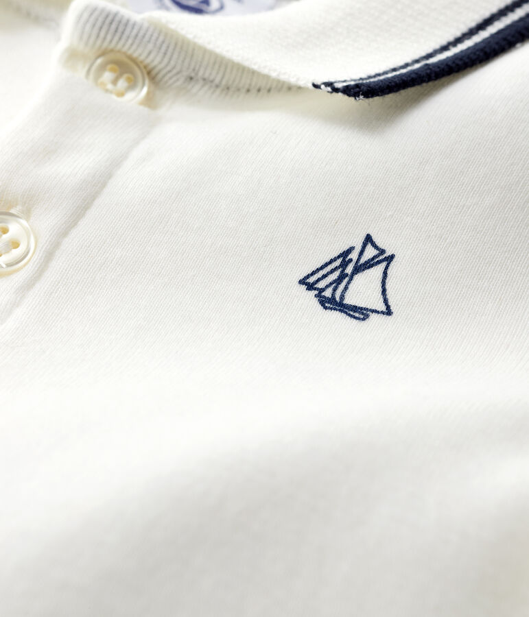 Polo shirt playsuit for baby boys white