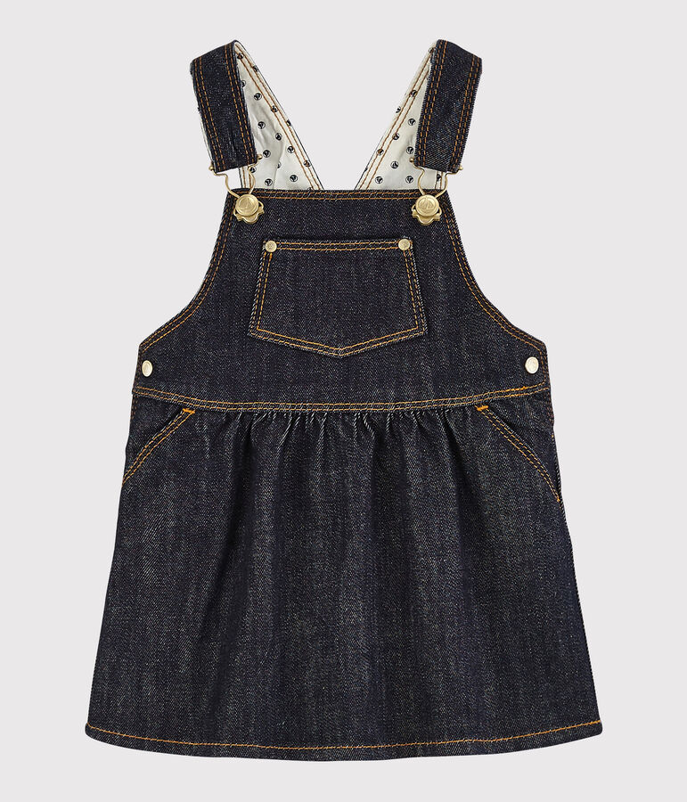 Baby girl's denim dungaree-dress blue