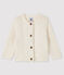 Baby girl's wool and cotton cardigan MARSHMALLOW white