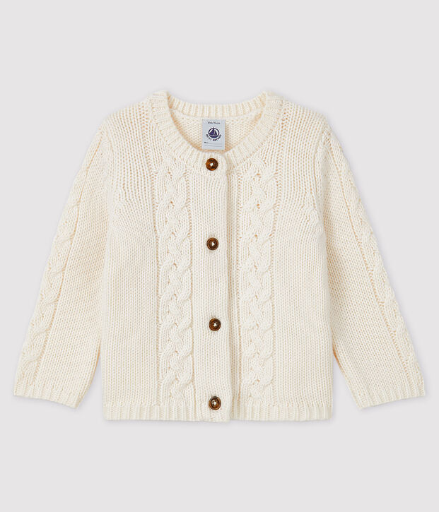 Baby girl's wool and cotton cardigan white