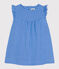 Babies' Sleeveless Plain Cotton Gauze Dress EDNA blue
