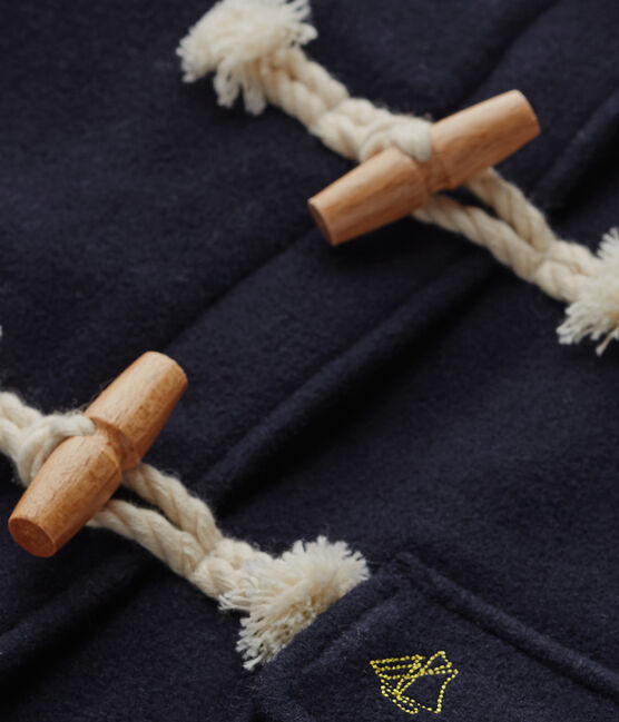 Girl's duffel coat in wool broadcloth SMOKING blue