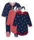 Baby Boys' Sleepsuit Set - Velour Sleepsuit and Long-Sleeved Ribbed Bodysuits