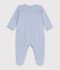 Babies' plain velour pyjama suit with a placed design blue