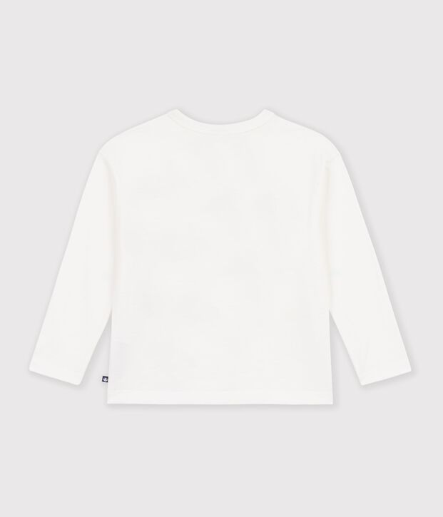Children's long-sleeved patterned T-shirt white
