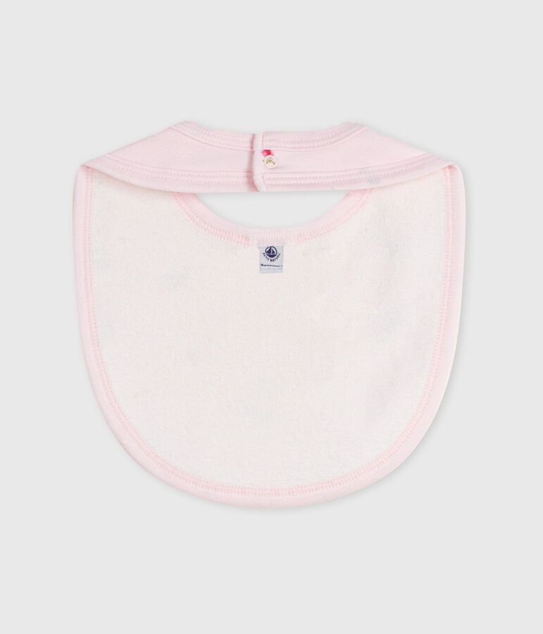 Newborn babies' printed cotton bib BARELY pink/MULTICO