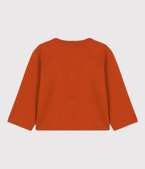Babies' Plain Thick Jersey Cardigan RUSTY brown