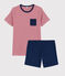 Unisex Stripy Red Ribbed Short Pyjamas MEDIEVAL blue/MULTICO white