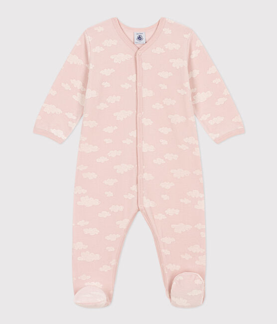 Babies' Cloud Patterned Velour Pyjamas SALINE /MARSHMALLOW