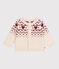 Babies' heart-pattern wool and cotton knit cardigan AVALANCHE Ecru/AMARANTE