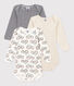 Babies' Tractor Patterned Long-Sleeved Cotton Bodysuits - 3-Pack