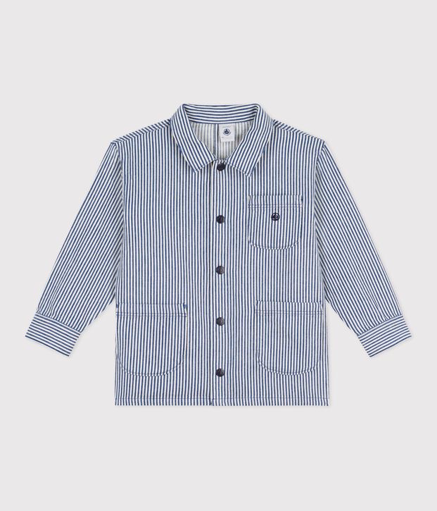 Children's stripy cotton jacket blue/white